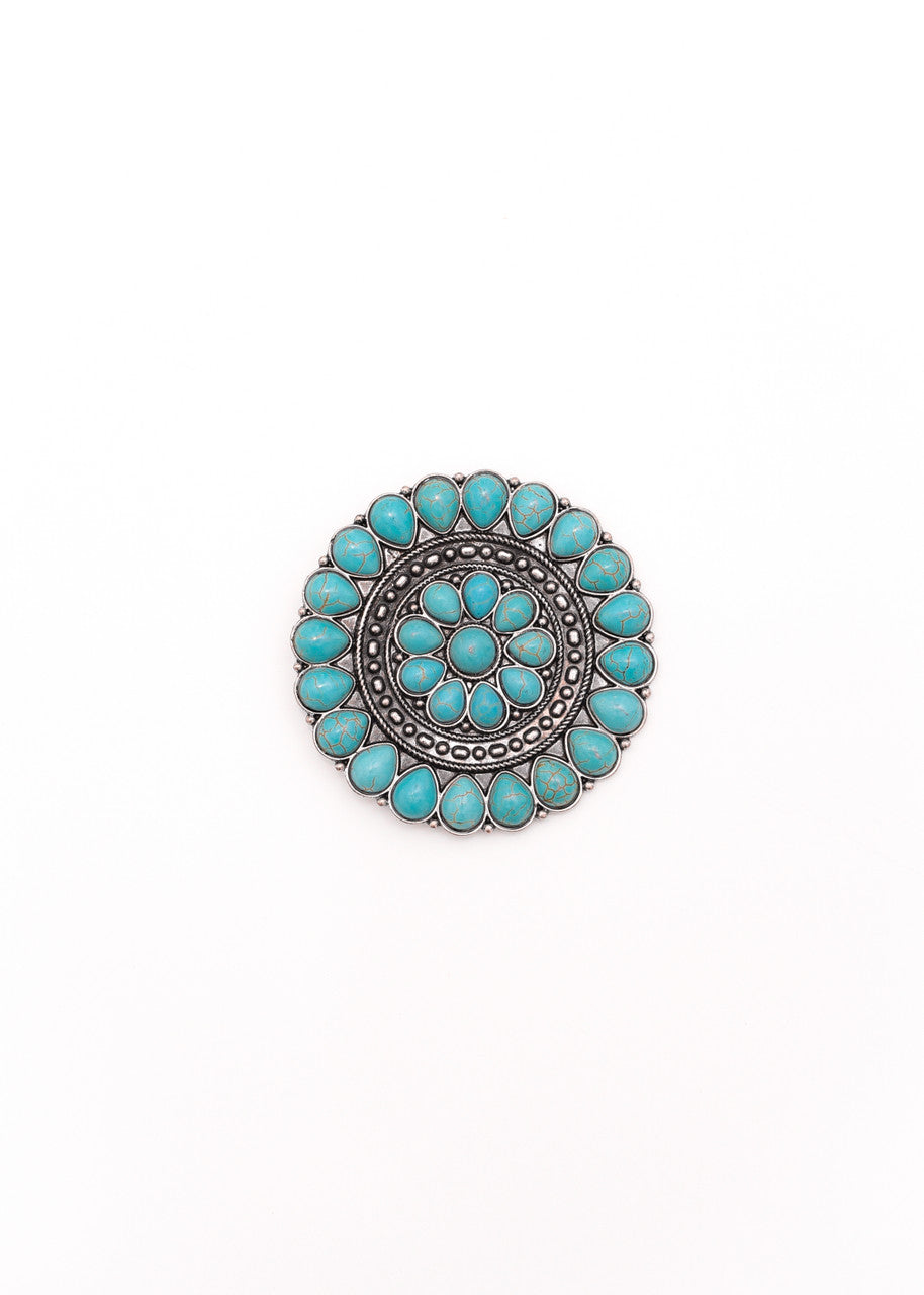 Round Turquoise Concho Hat Pin