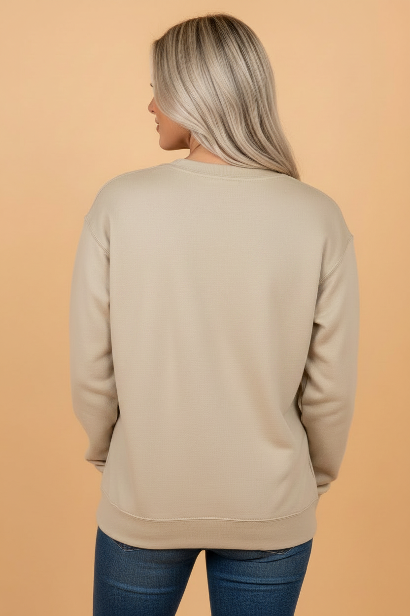 PRAY Embroidered Patchwork Drop Shoulder Sweatshirt