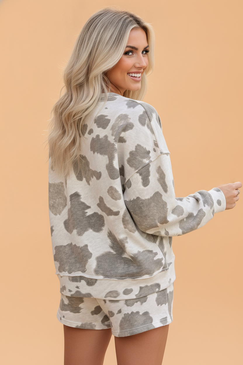 Cute and Cozy Western Cow Print Lounge Set