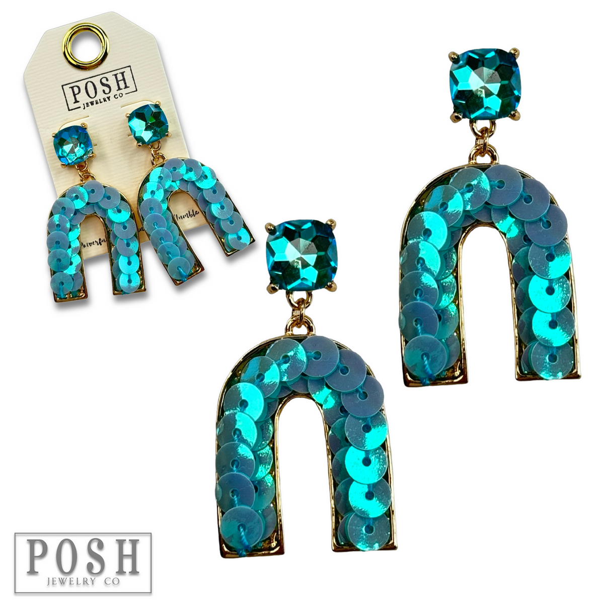 Pink Panache Sequin arch rhinestone earring, last call