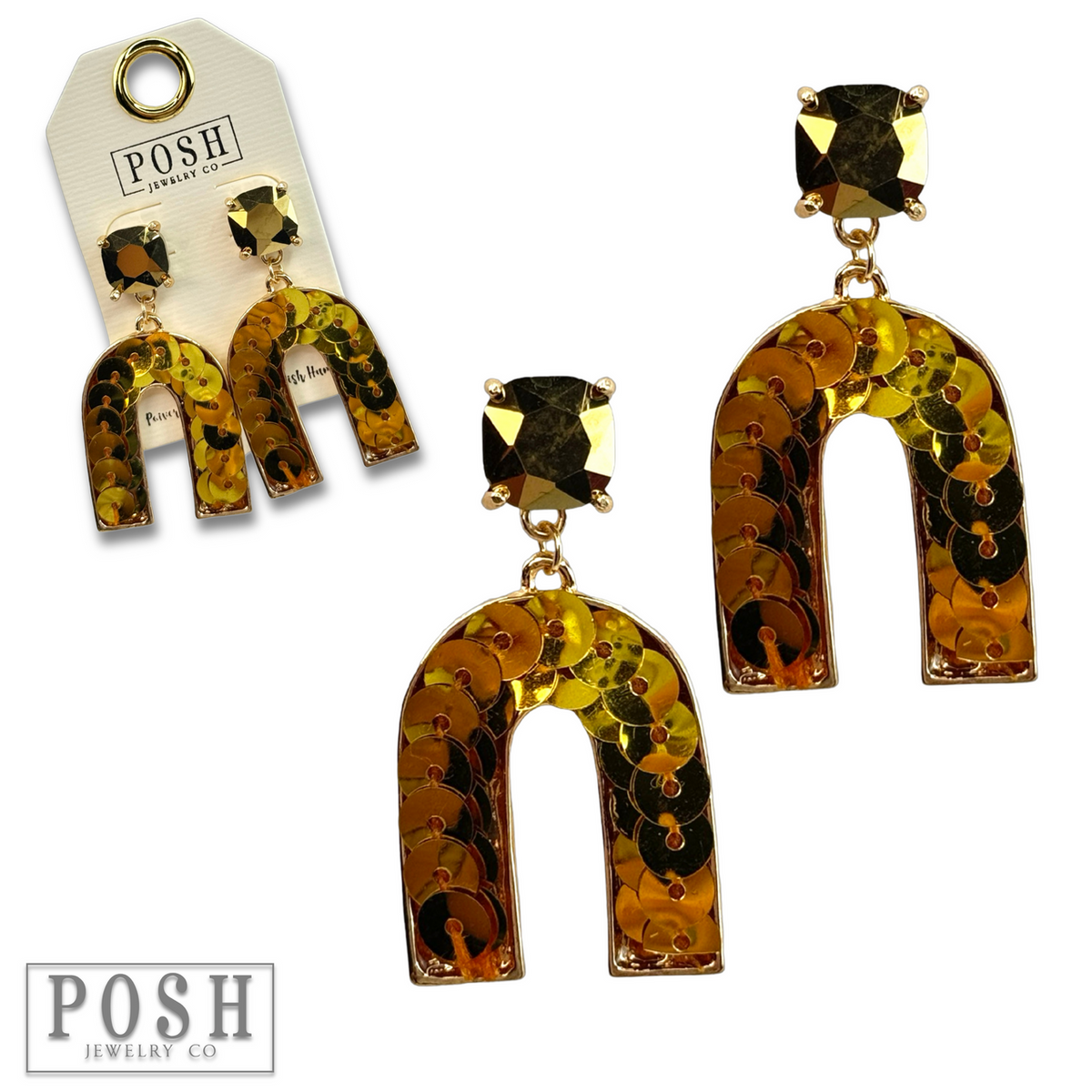 Pink Panache Sequin arch rhinestone earring, last call