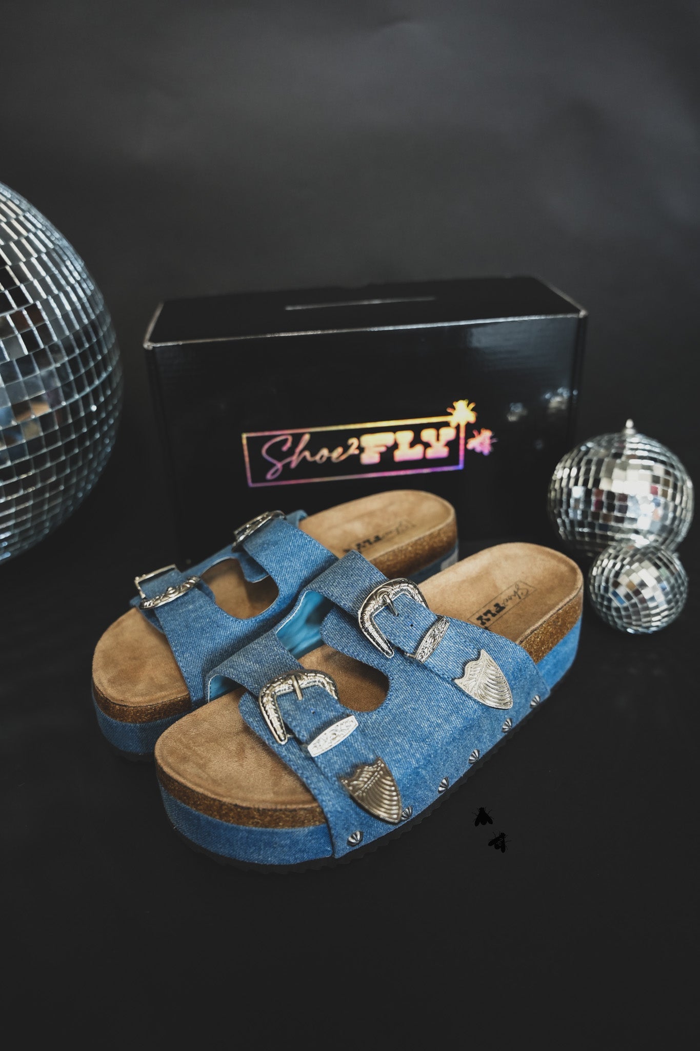 Platinum Buckles *Denim Sandals