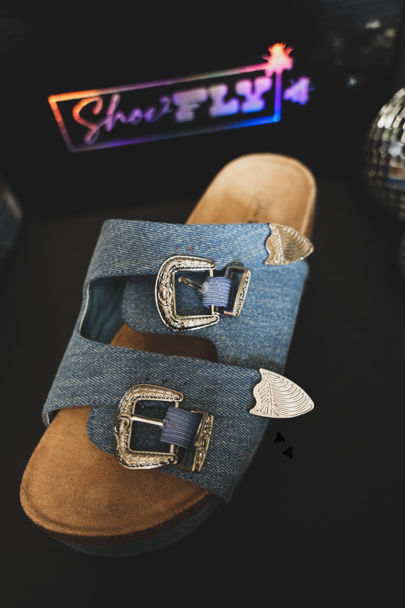 Platinum Buckles *Denim Sandals