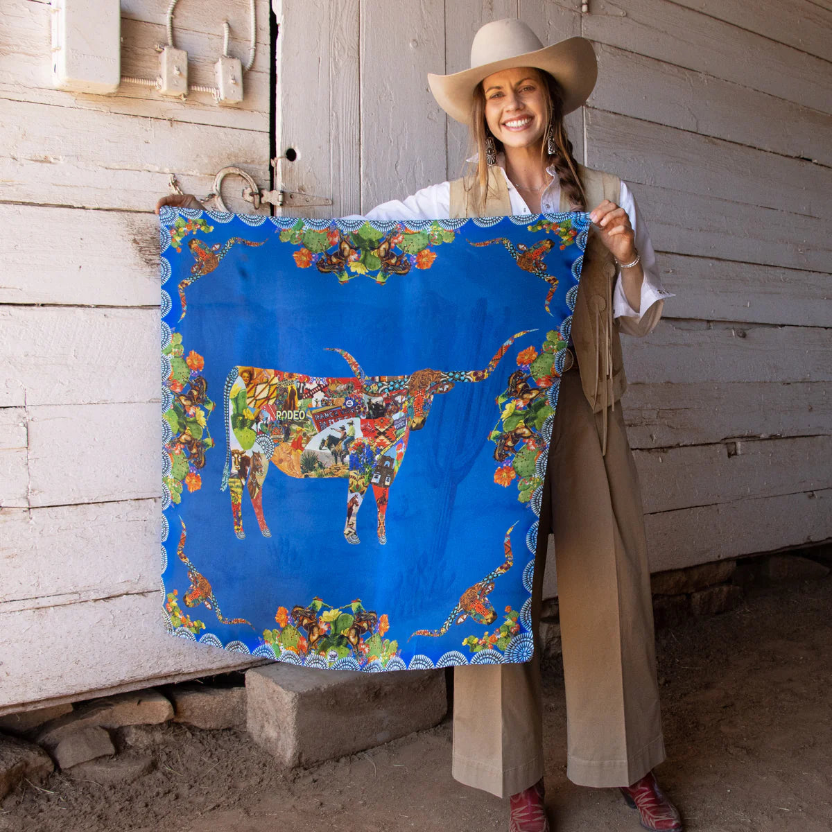 Pecos The Longhorn Silk Scarf choice of sizes