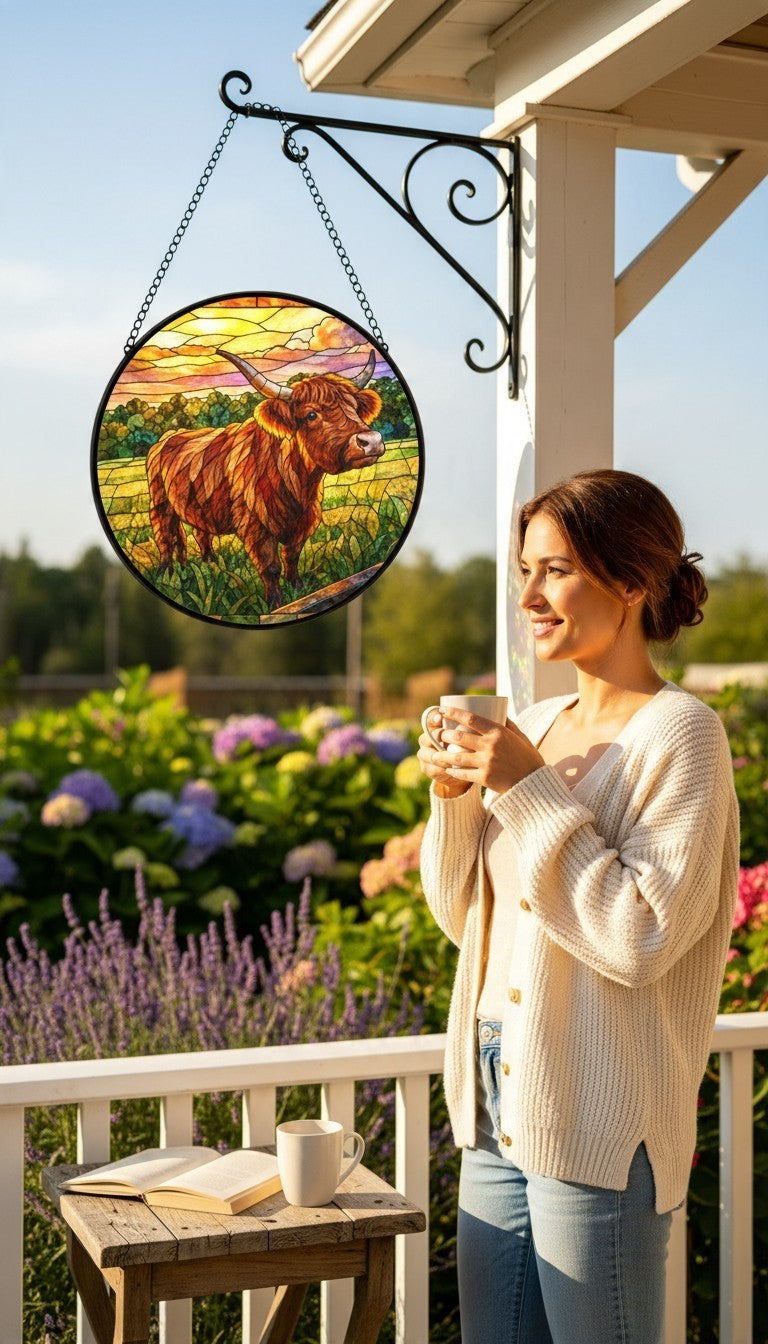 Baha Ranch Customizable Personalized Stained Glass Suncatcher 9.8" x 9.8" - Create Your Own Made in America