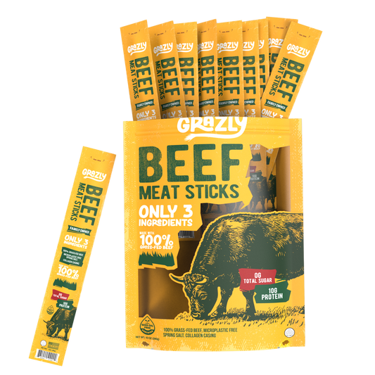 Grazly Plain Beef Meat Sticks - 100% Grass-Fed & Finished