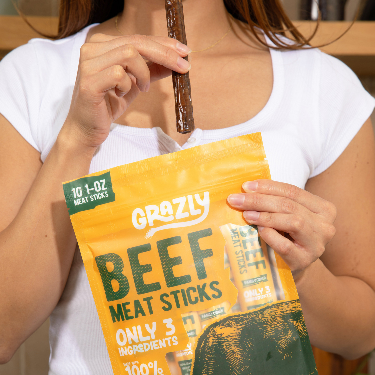 Grazly Plain Beef Meat Sticks - 100% Grass-Fed & Finished