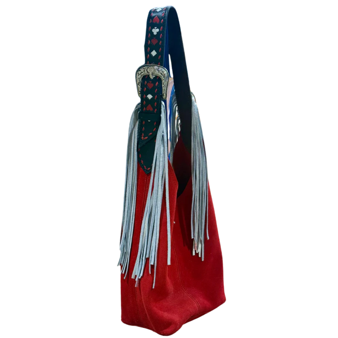 Alamo Saddlery Darlin Duo Bag-Red with Vegas Fringe Strap