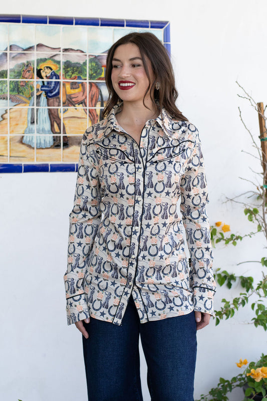 Rodeo Quincy Johnny's Rosie Button Up