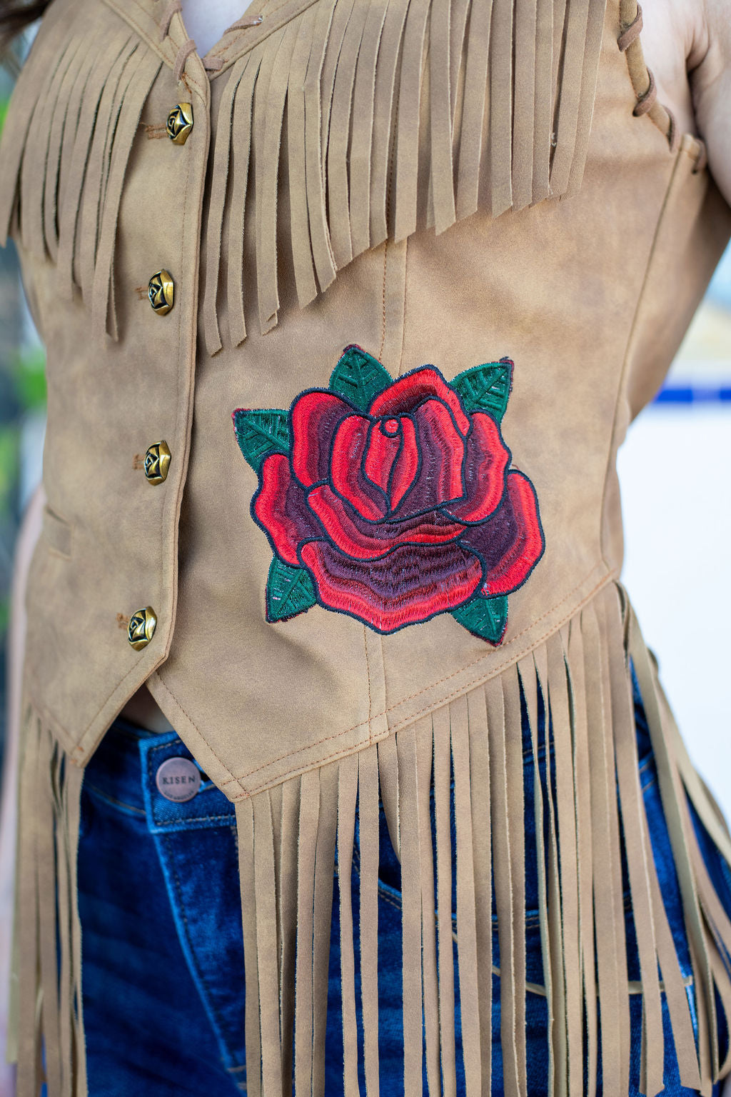 Rodeo Quincy Wild Rose Fringe Vest