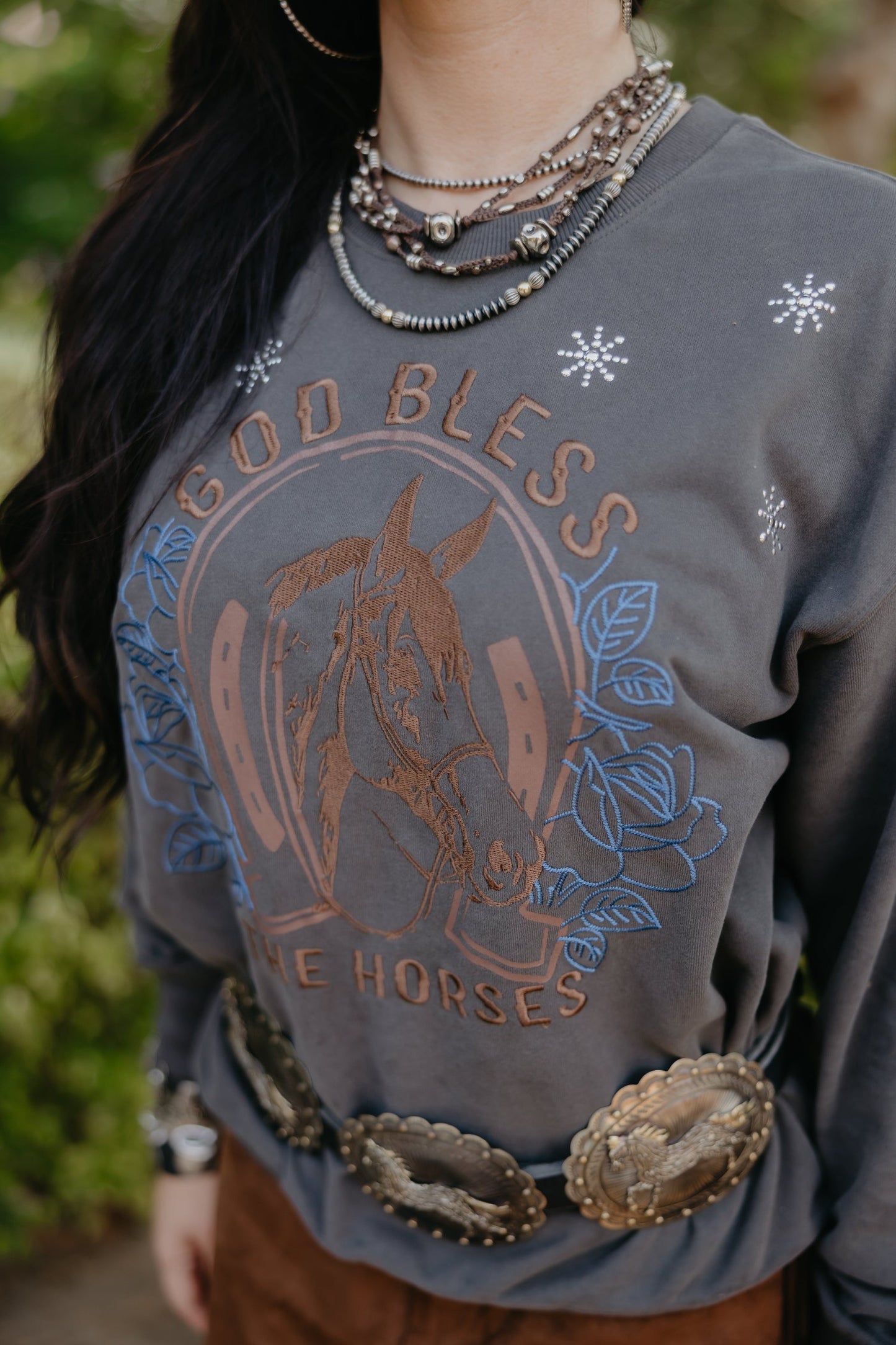 Rodeo Quincy God Bless Horses Pullover