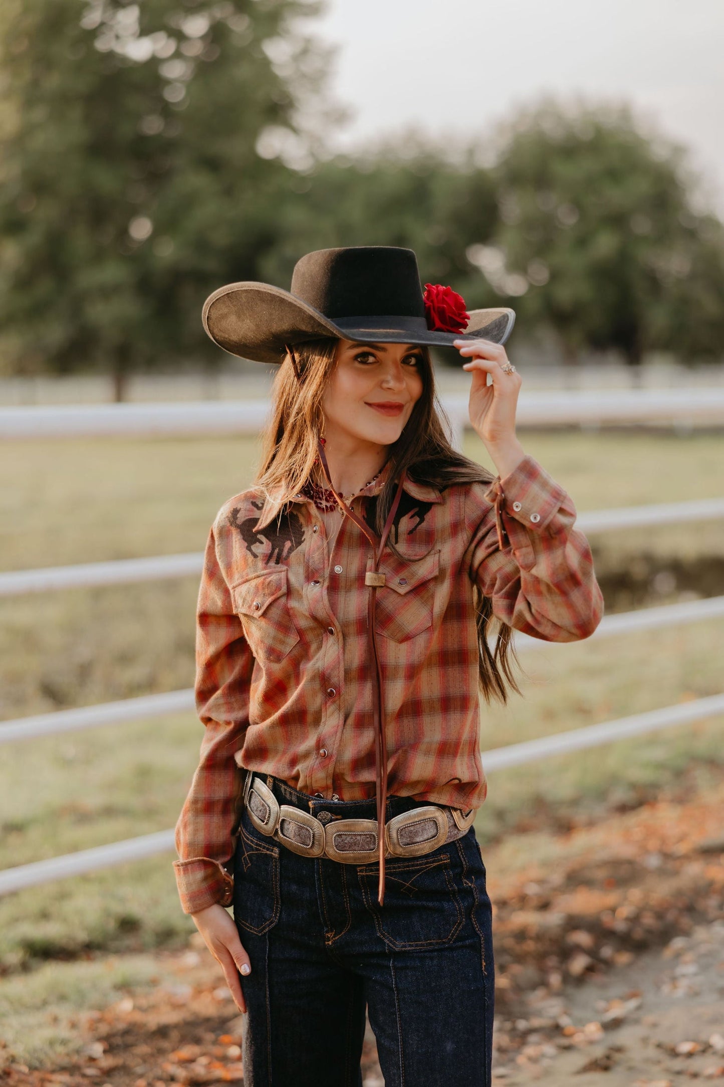 Rodeo Quincy Pretty Plaid Cowboy Button Up