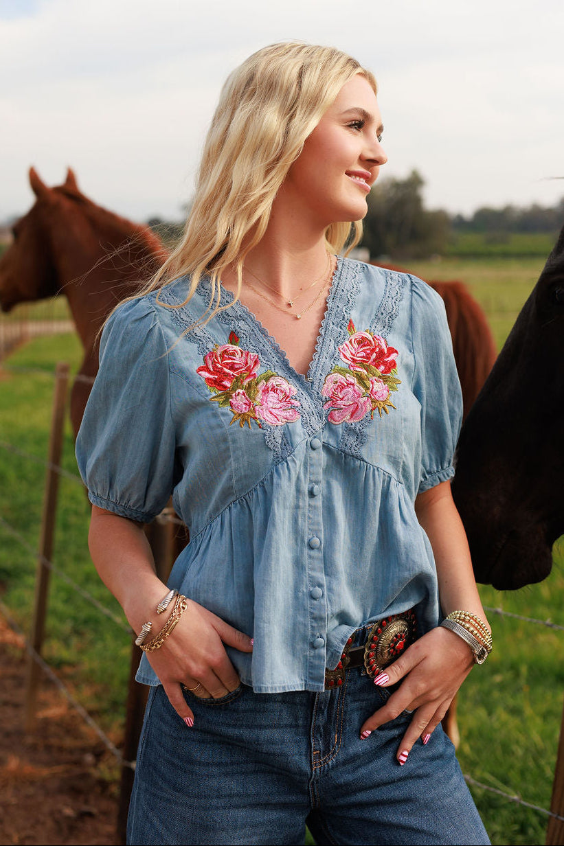 Rodeo Quincy Blush Rose Blouse