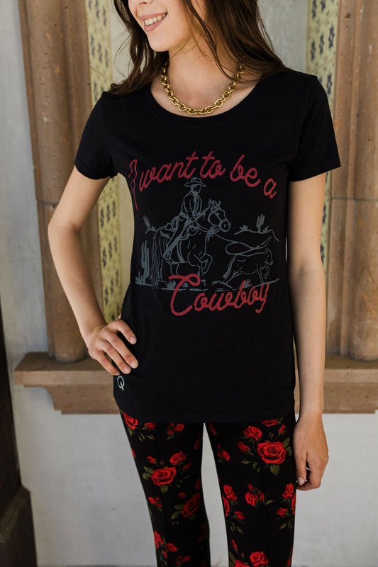 Rodeo Quincy I Want to be a Cowboy Black Tee