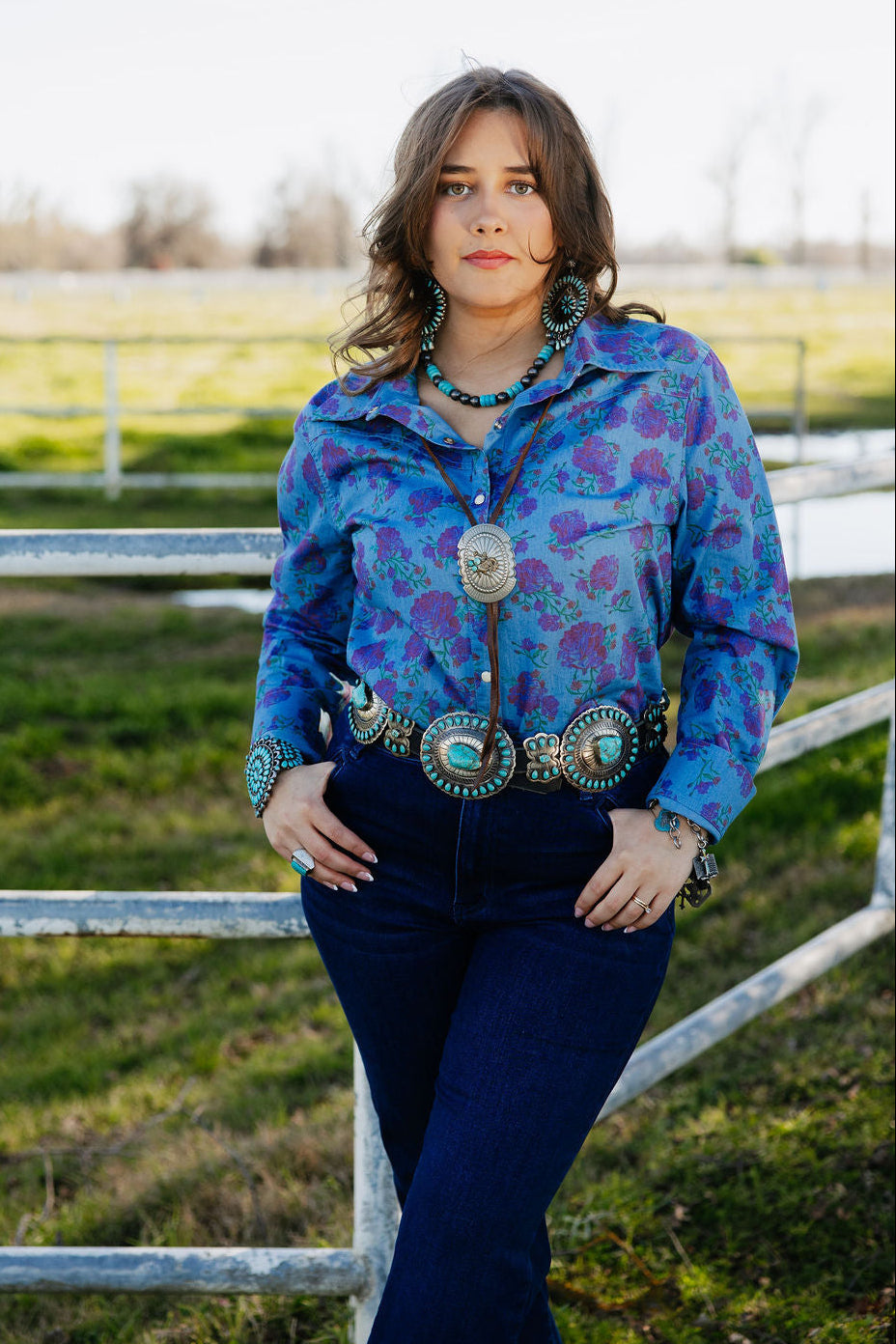 Rodeo Quincy Denim Rose Button Up