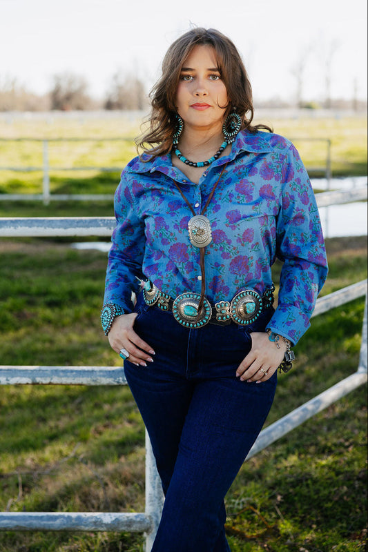 Rodeo Quincy Denim Rose Button Up
