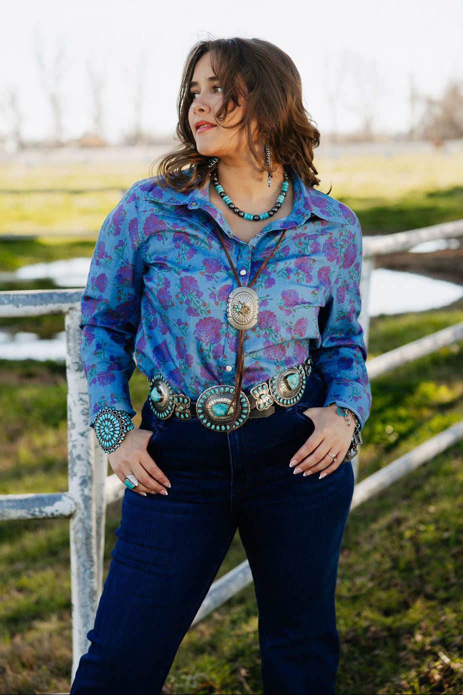 Rodeo Quincy Denim Rose Button Up