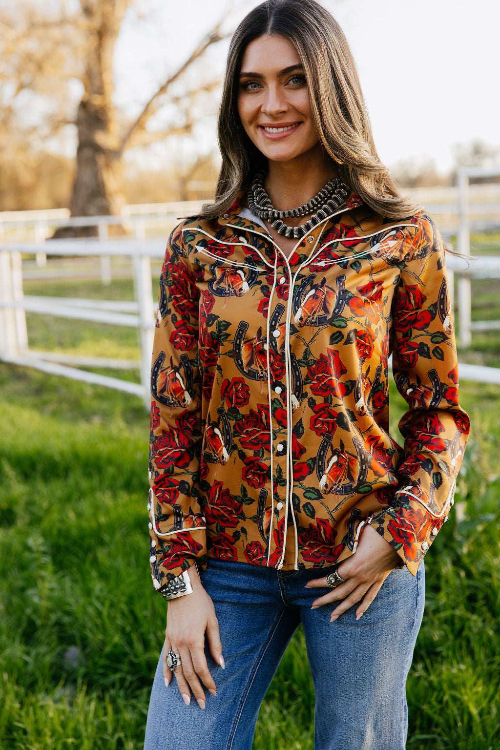 Rodeo Quincy Horses & Horseshoes Button Up