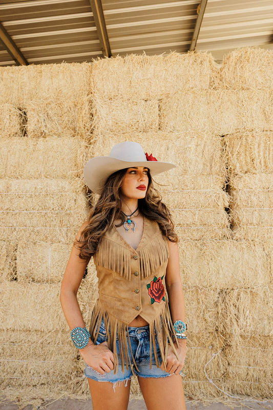 Rodeo Quincy Wild Rose Fringe Vest