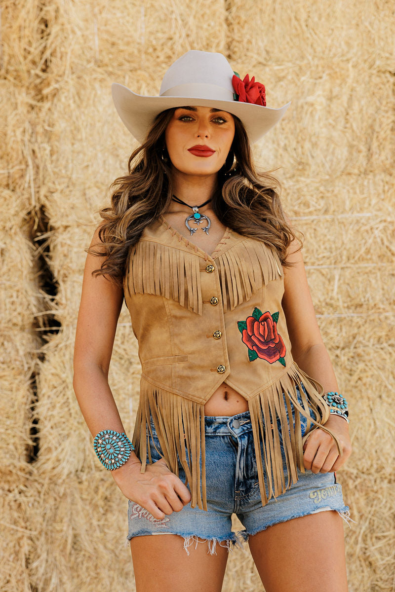 Rodeo Quincy Wild Rose Fringe Vest