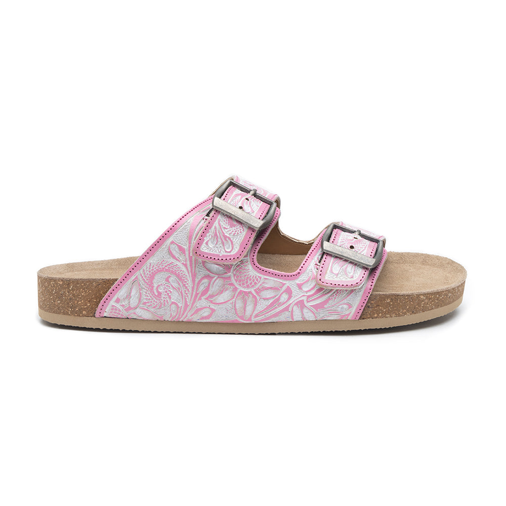 Myra Blossom Glimmer Hand-tooled Sandals