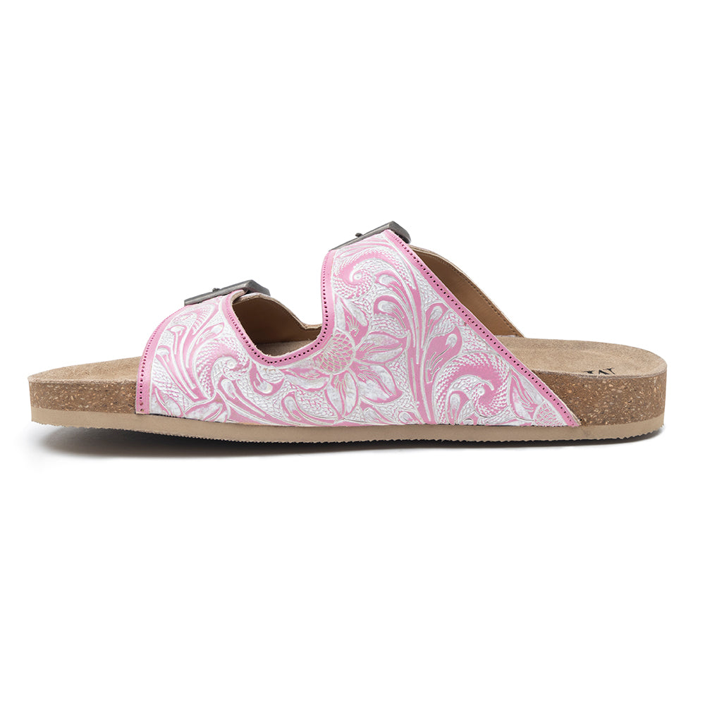 Myra Blossom Glimmer Hand-tooled Sandals
