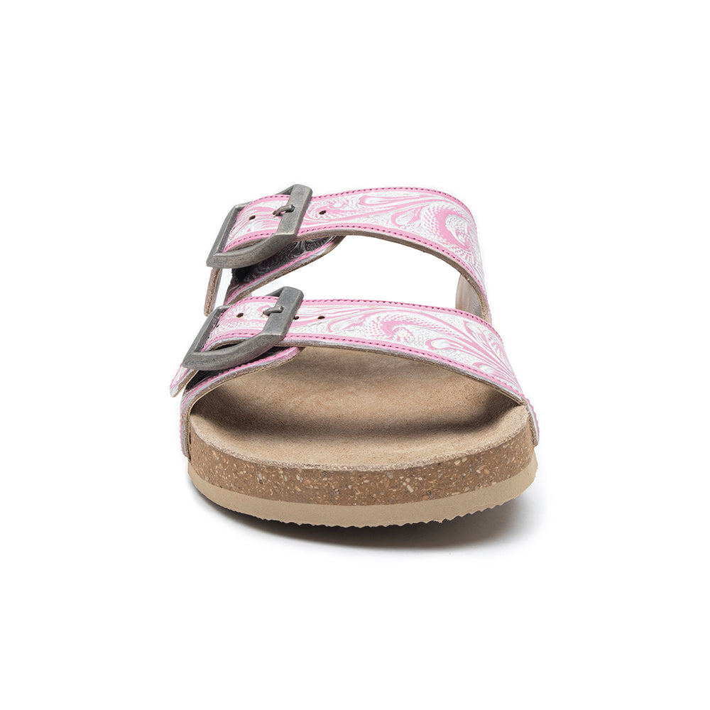 Myra Blossom Glimmer Hand-tooled Sandals