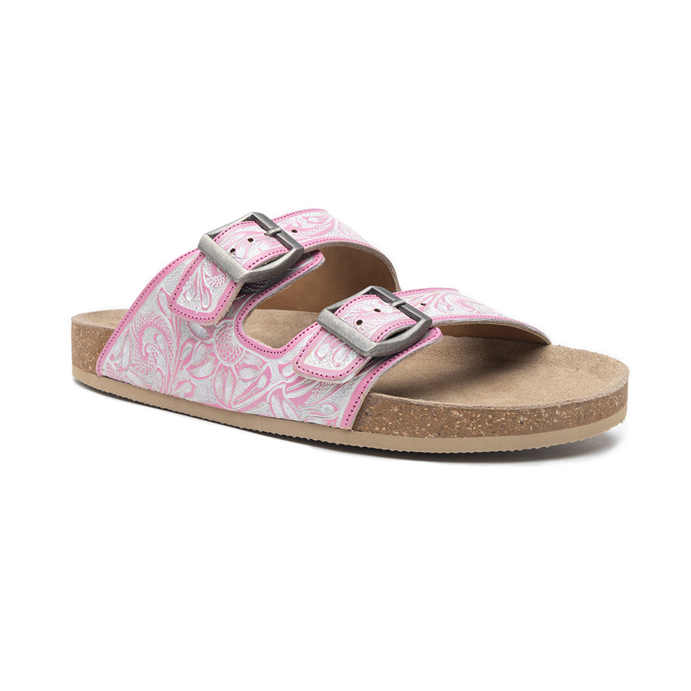 Myra Blossom Glimmer Hand-tooled Sandals