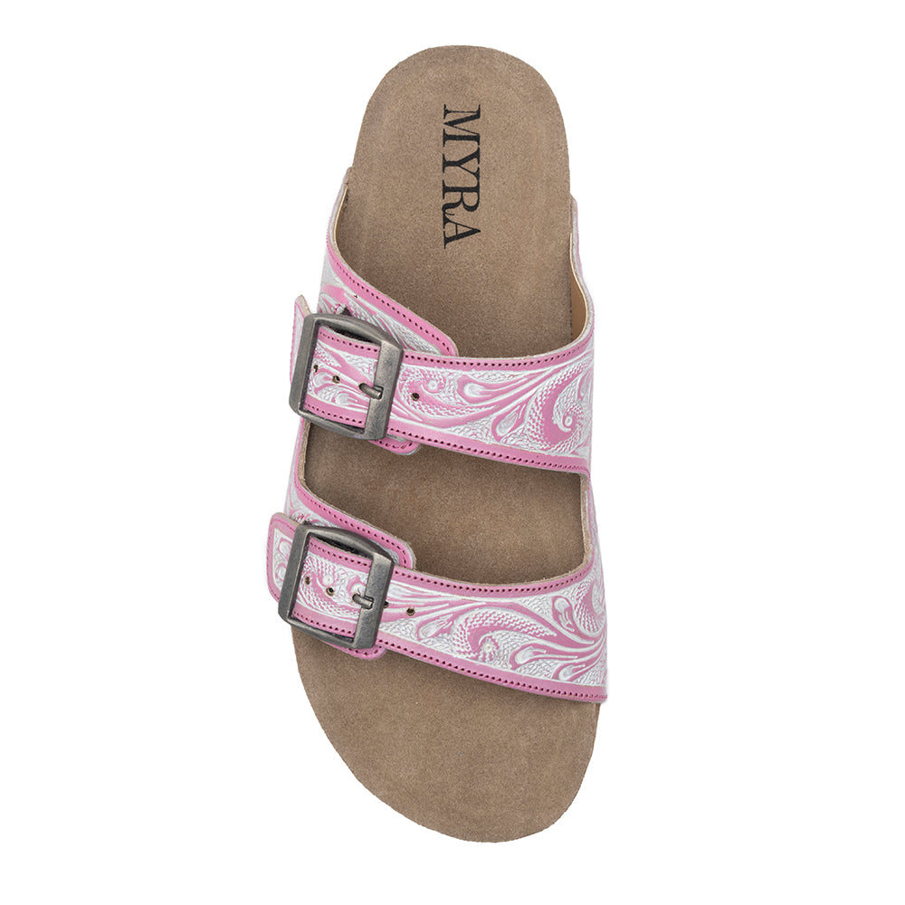 Myra Blossom Glimmer Hand-tooled Sandals