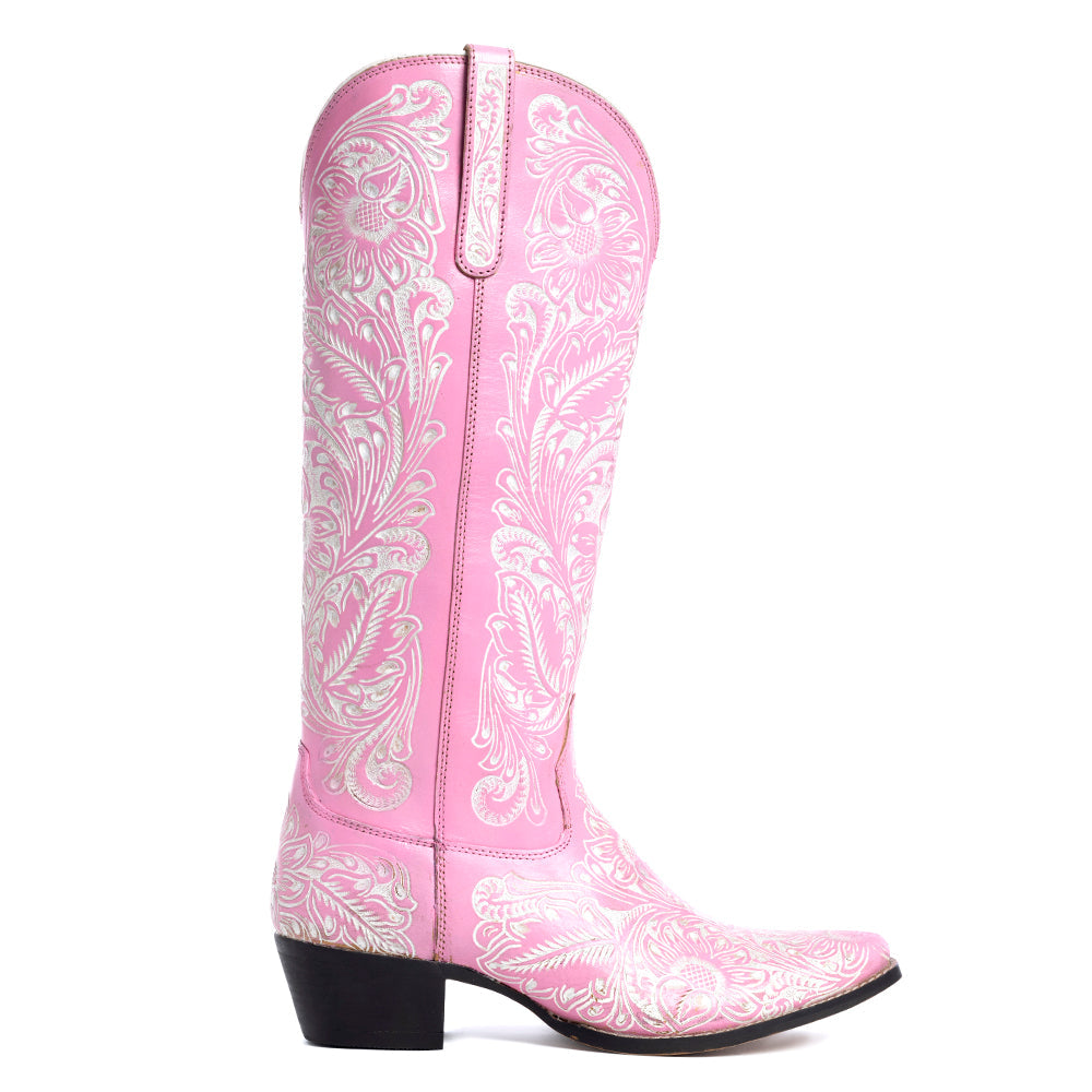 Myra Valentina Trail Hand-tooled Boots in Pink