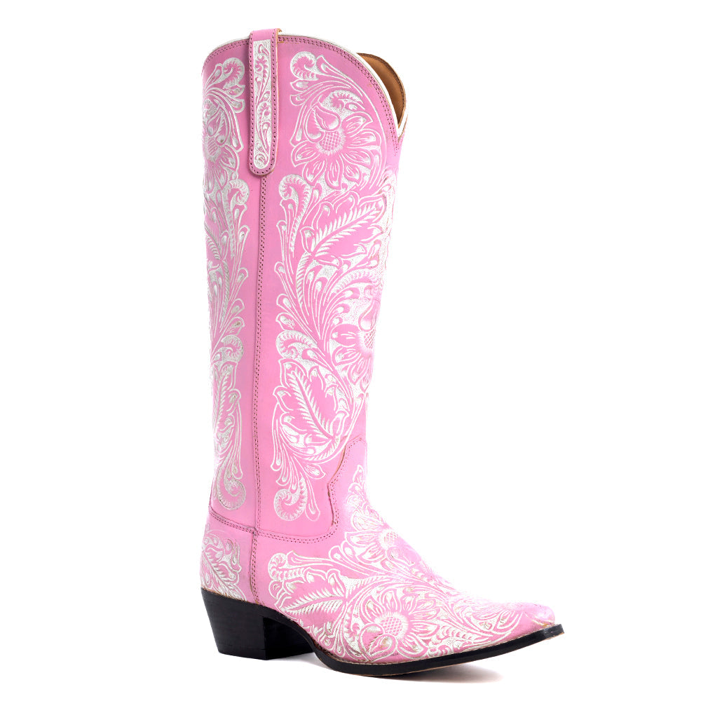 Myra Valentina Trail Hand-tooled Boots in Pink