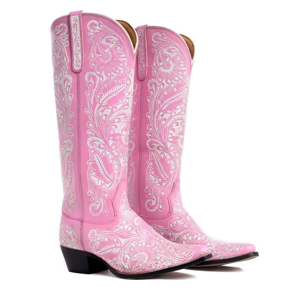 Myra Valentina Trail Hand-tooled Boots in Pink