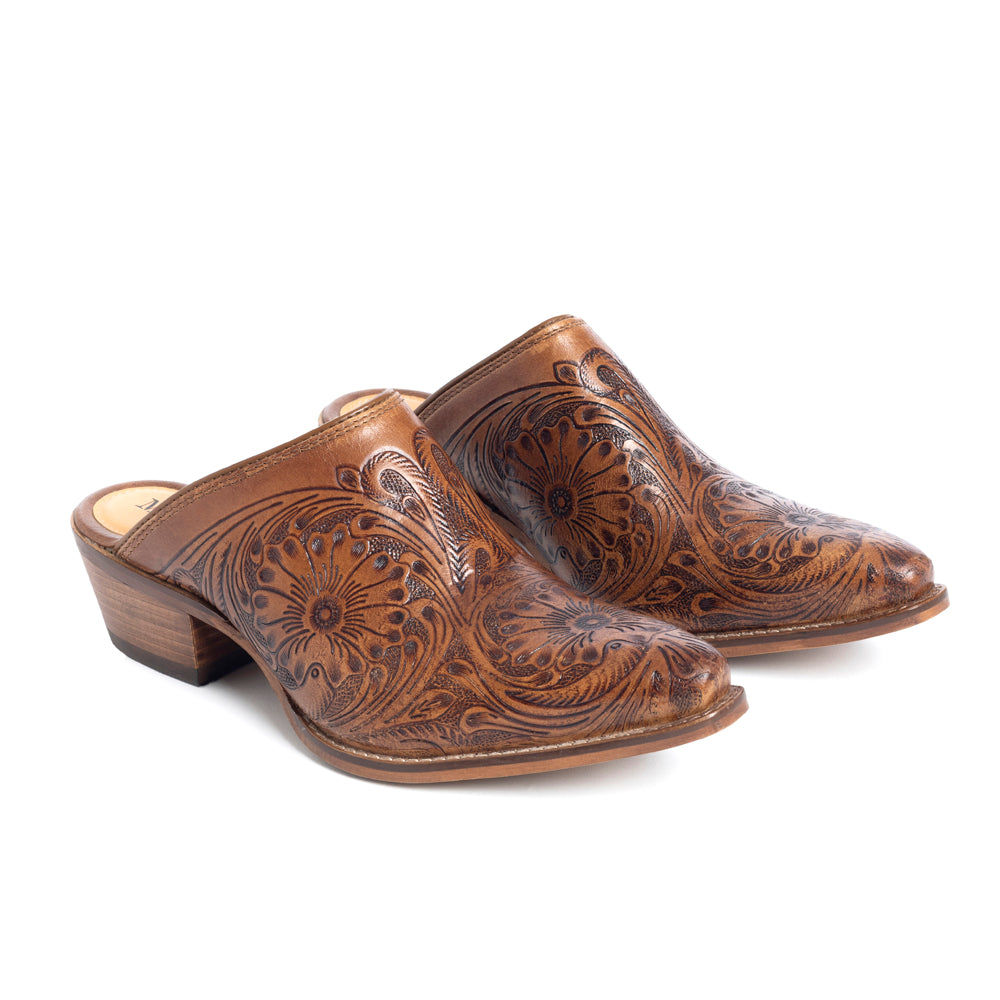 Myra Valeria Hand-tooled Mules