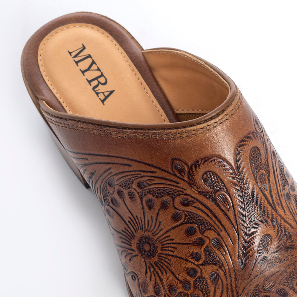 Myra Valeria Hand-tooled Mules