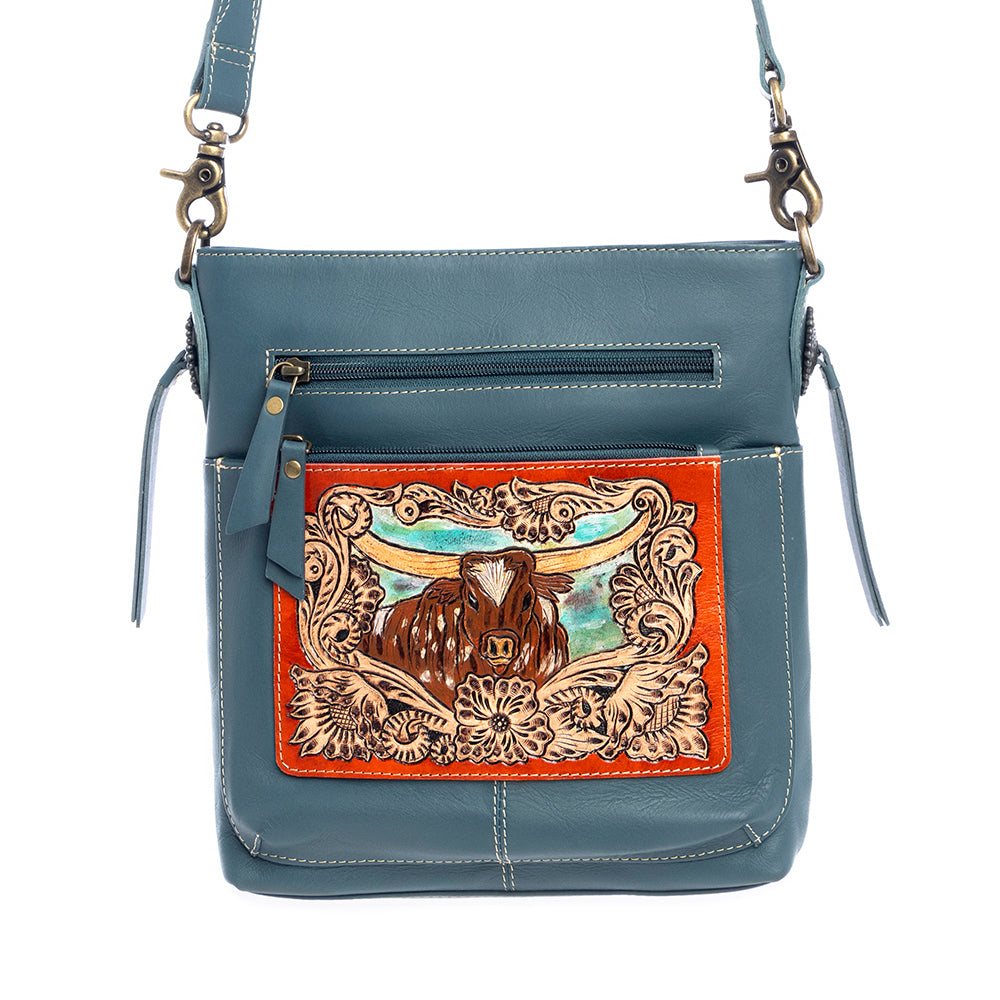 Myra Stella Steer Hand-Tooled Bag