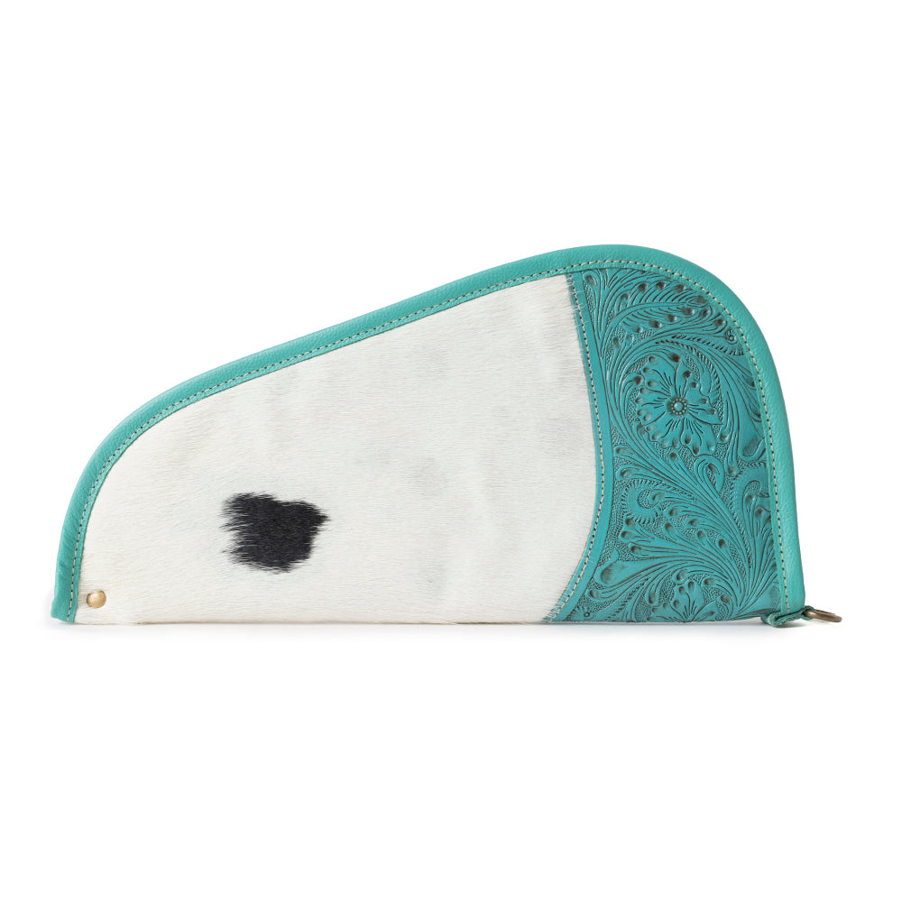 Myra Bandit Breeze Tooled Hairon Gun Case in Desert Teal