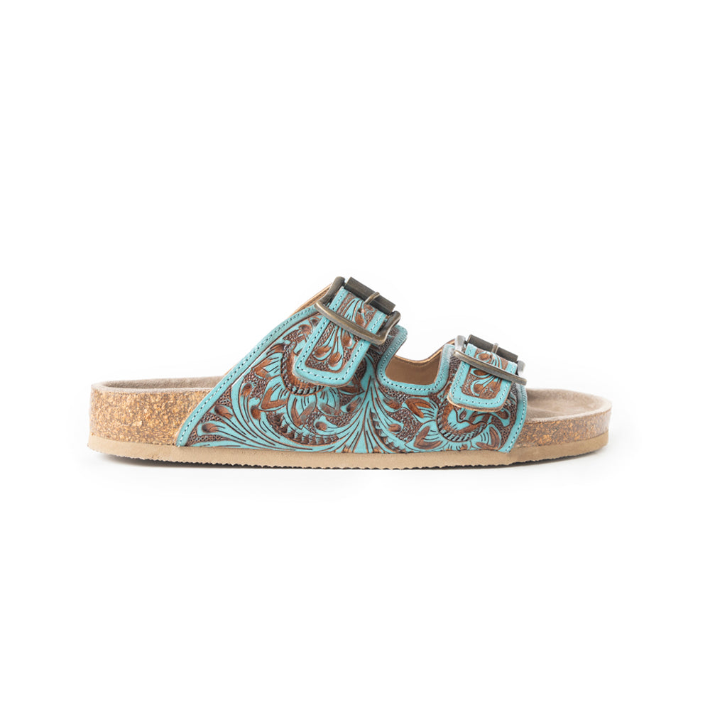 Myra Falling Feather Sandals In Blue and Brown