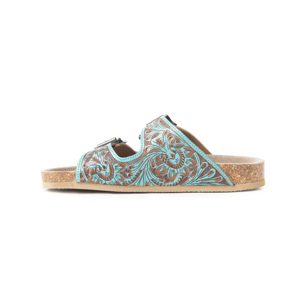 Myra Falling Feather Sandals In Blue and Brown
