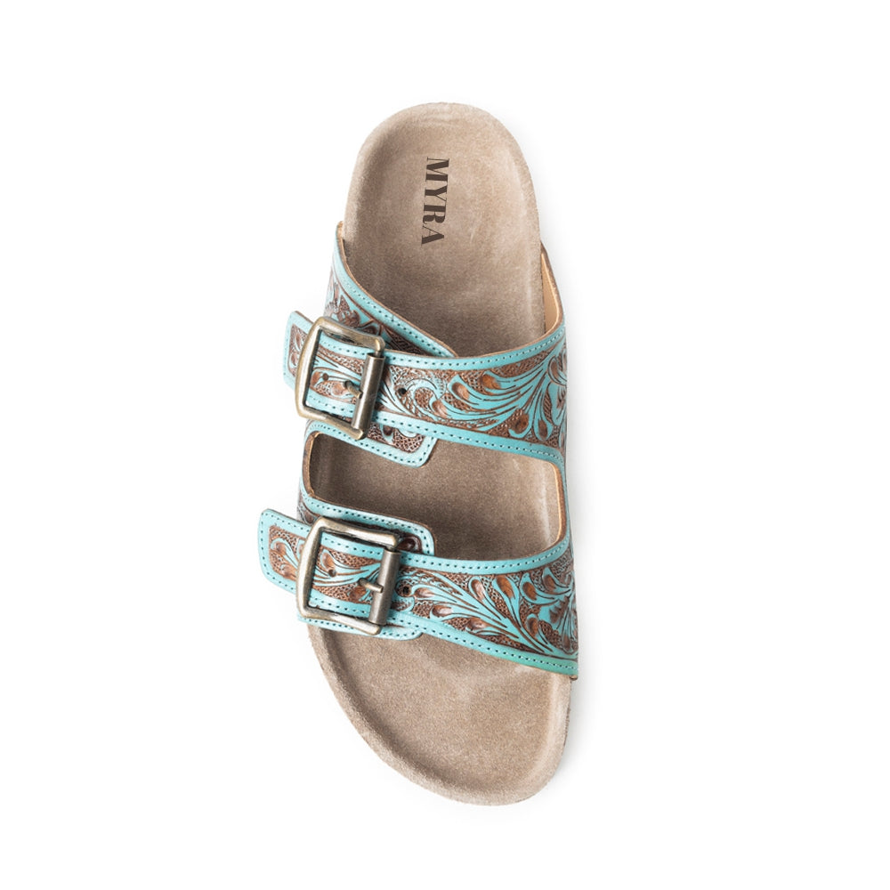 Myra Falling Feather Sandals In Blue and Brown