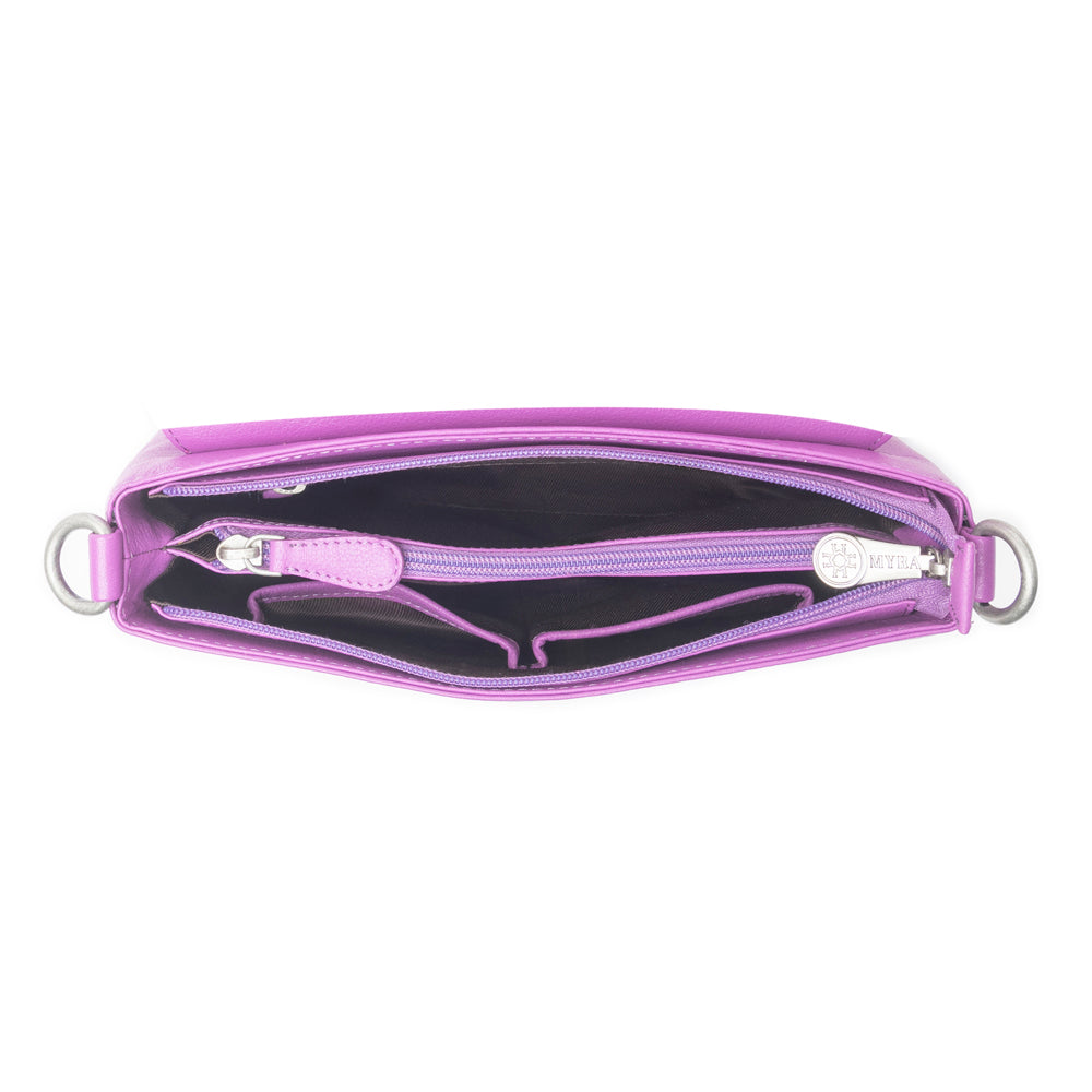 Myra Wild West Fringe Leather Crossbody Bag in Purple