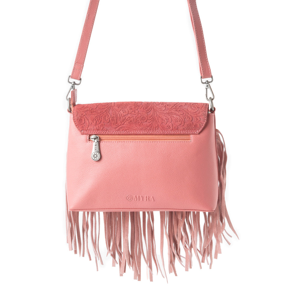 Myra Wild West Fringe Leather Crossbody Bag in Pink