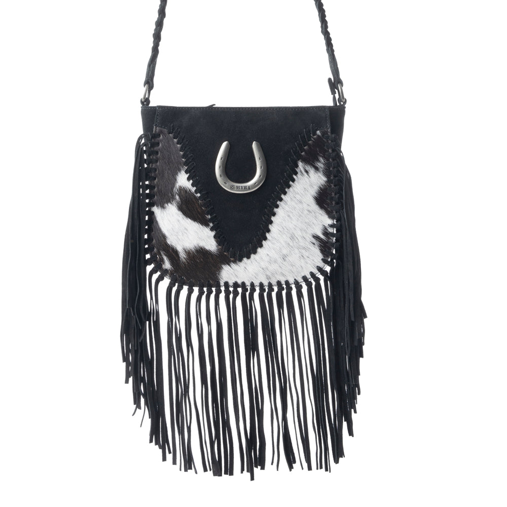 Myra Mustang's Luck Leather And Hairon Bag In Black & White