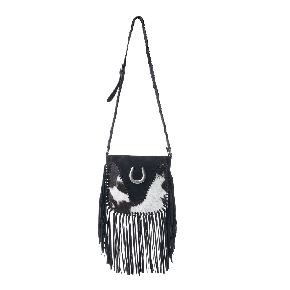 Myra Mustang's Luck Leather And Hairon Bag In Black & White
