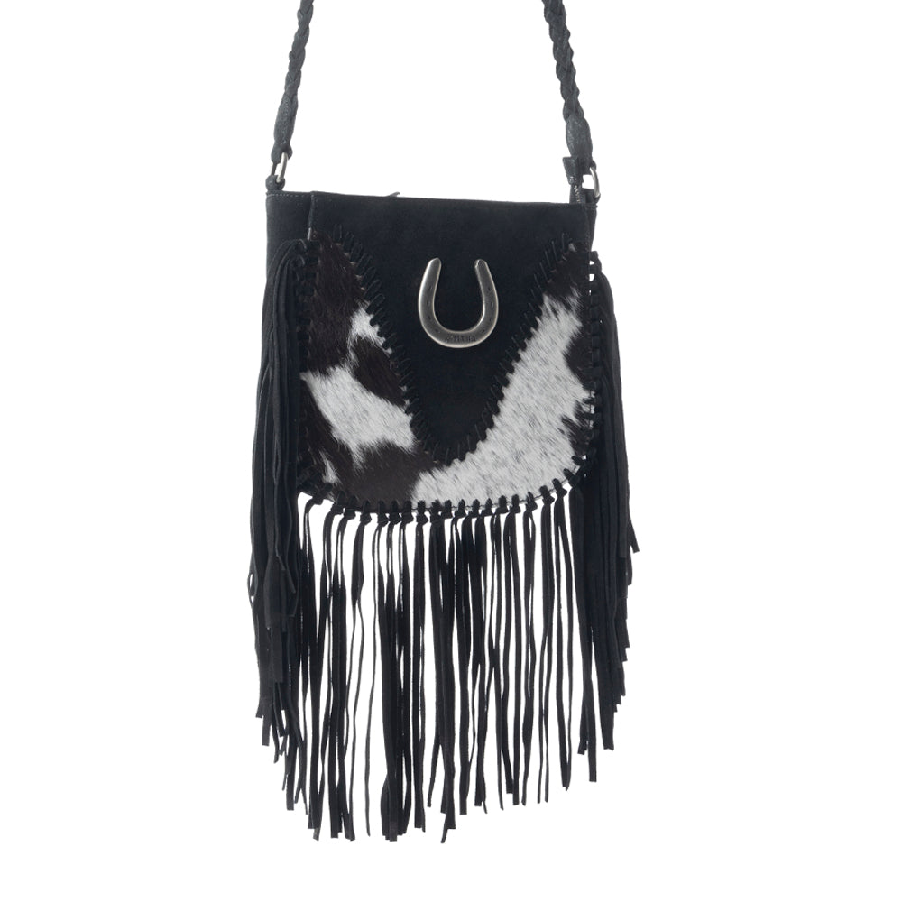 Myra Mustang's Luck Leather And Hairon Bag In Black & White