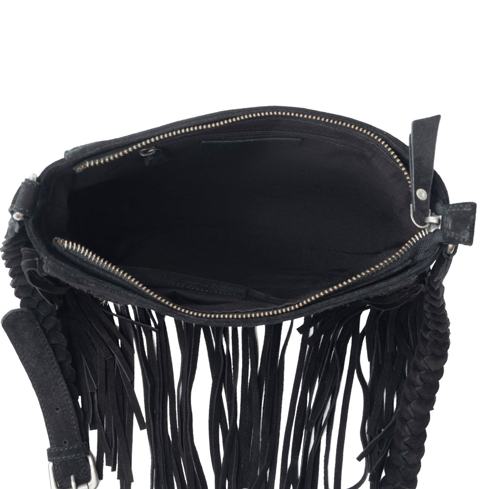 Myra Mustang's Luck Leather And Hairon Bag In Black & White