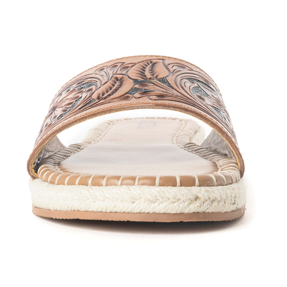 Myra Dustlily Trail Handtooled Sandals in Rawhide Tan