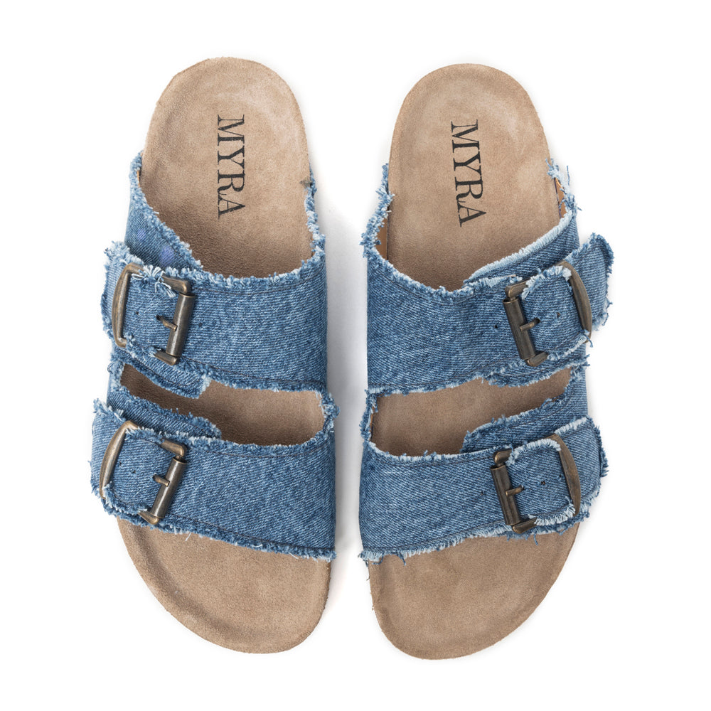 Myra Blue Ridge Denim Sandals in Dusty Indigo