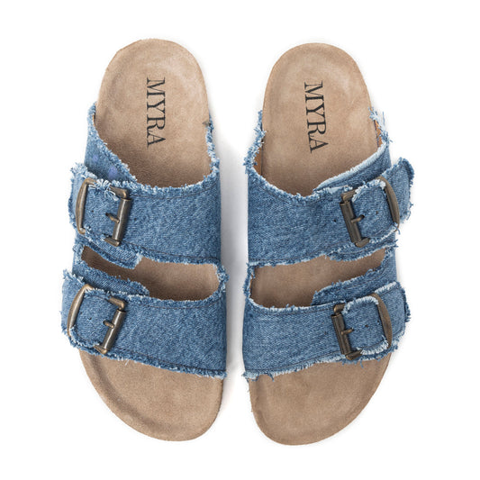 Myra Blue Ridge Denim Sandals in Dusty Indigo