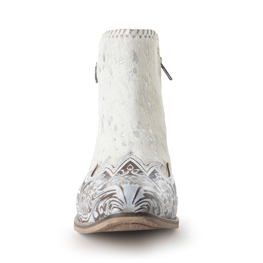 Myra Sierra Belle Handtooled Leather Booties in Almond White
