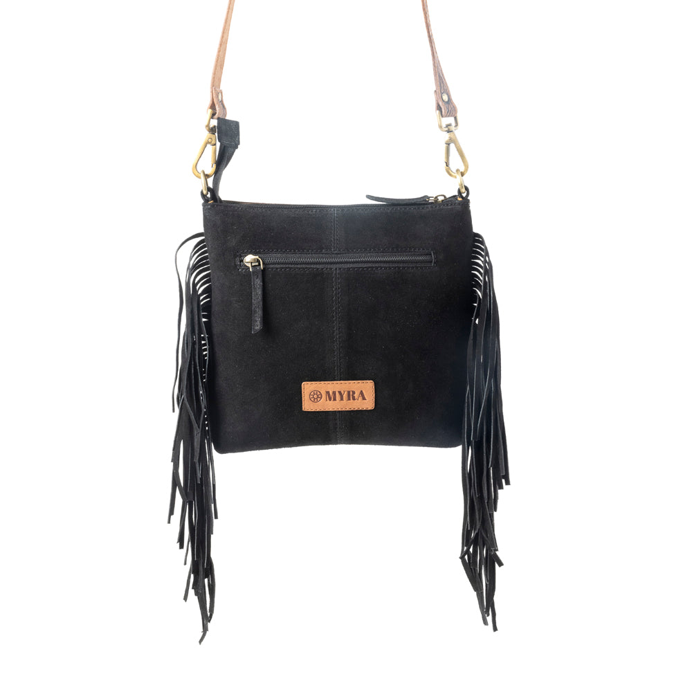 Myra Sonora Charm Handtooled Bag in Black & White